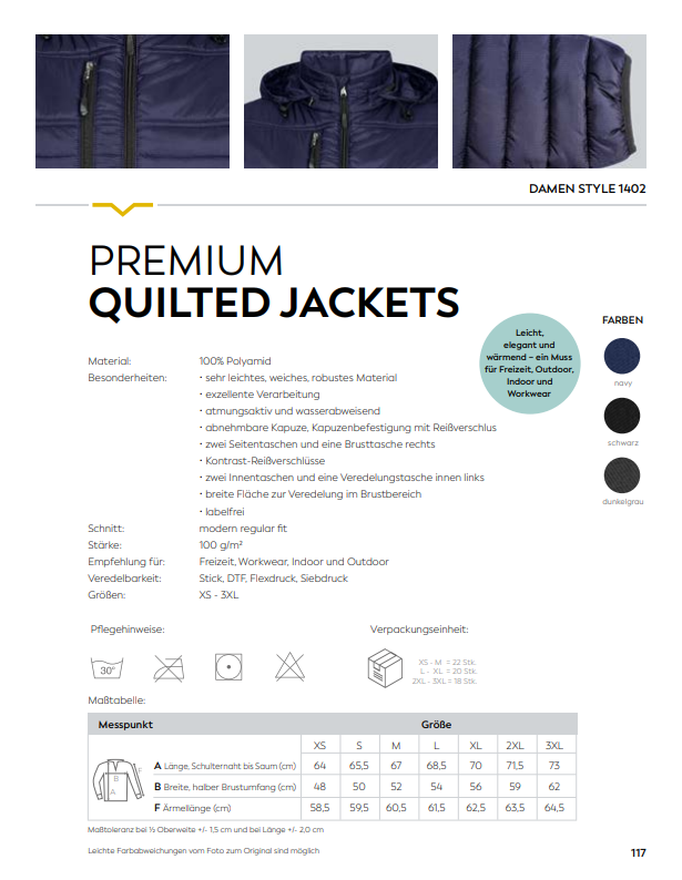 Damen Premium Quilted Jacket Individuell bestickt (zzgl. Stickerei)
